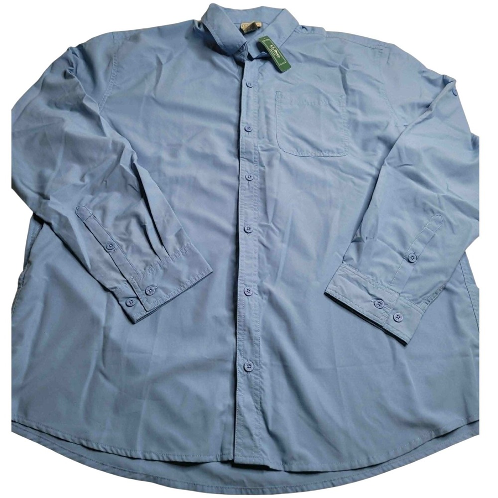 NEW L.L. Bean High Performance Long Sleeve Button Down Shirt‎ Men's XL Blue NWT